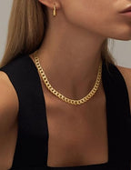 Moodear Gold Necklace for Women Dainty Chunky 14K Gold Plated/Sliver Plated Chain Necklace Cuban Link Paperclip Chain Choker Toggle Clasp Layered Necklace for Women Trendy Fashion Gift - style: Cuban Link Chain