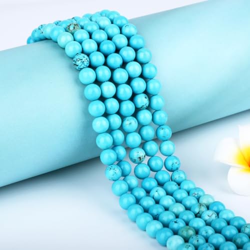 Natural Stone Beads Round Genuine Real Stone Beading Strand Loose Gemstones DIY Smooth Bead for Bracelet Necklace Earrings Jewelry Making (Blue Turquoise, 8mm 45 Pieces) - color: Blue Turquoise, size: 8mm 45pcs