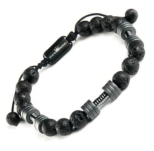 Mens Beaded Bracelet - Stone Jewelry, Black Onyx Hematite Bracelets, Mens Accessories, Adjustable - style: Grayson's Grit