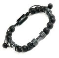 Mens Beaded Bracelet - Stone Jewelry, Black Onyx Hematite Bracelets, Mens Accessories, Adjustable - style: Grayson's Grit