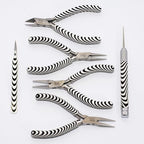 The Beadsmith Zebra Print Tool Kit – 6 Pieces: Chain, Round, and Bent Chain Nose w/Side Cutter, Tweezers, & Reamer with Zippered Pouch, 5-Inch Each - size: tool kit - 5" (6-piece)