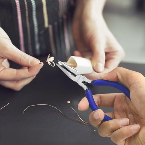 Mini Needle Nose Pliers 5"-2 Pack KAIHAOWIN Small Long Nose Pliers with Wire Cutters, Spring Loaded Thin Needle Nose Pliers, Precision Pliers Set for Crafts/Jewelry Making/Tiny Project - size: 2 Pack