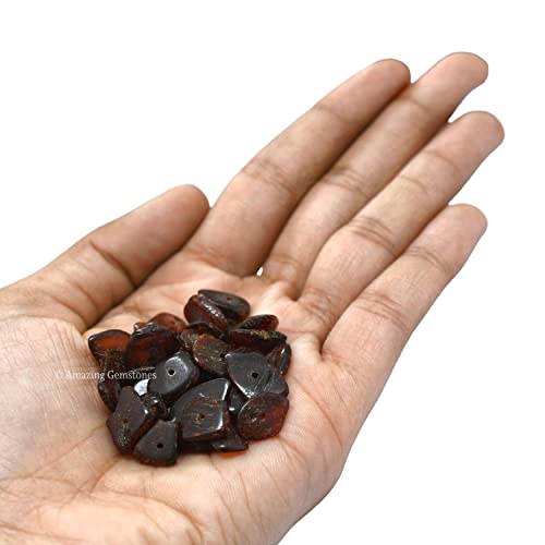 Garnet Pre Drilled Crystal Crushed Chips Beads for Bracelets Making, DIY Handmade Natural Healing Crystals (25 Inch Strand) - color: Garnet