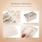 8 Pcs Jewelry Drawer Organizers, Velvet Jewelry Trays for Drawer, Stackable Jewelry Trays, Ideal for Rings, Earrings, Bracelets, Necklaces, Beige - color: Beige