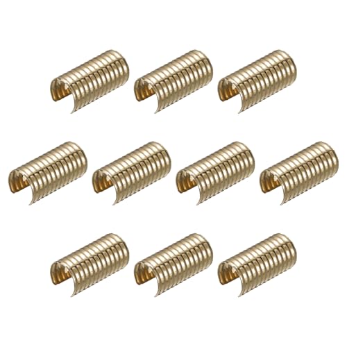 uxcell Leather Rope Clip, 100Pcs Cylindrical Crimping Cord Crimps Foldable String Leather Cord Fastener for DIY Lanyard, Tassel, Jewelry Making, Golden - color: Golden