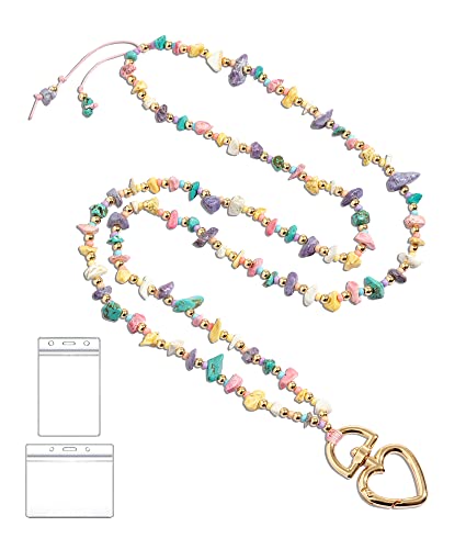 BettDecor Lanyards for ID Badges and Keys, Fashion Turquoise Yellow Beaded Lanyards for Women, Cute Teacher Lanyard for Office, Leisure and Vacation（Colorful） - color: C-colorful1