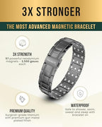 MagnetRX® 3X Strength Magnetic Bracelets for Men – Effective Magnetic Mens Titanium Bracelet – Premium Fold–over Clasp & Adjustable Length with Sizing Tool & Gift Box (Gunmetal) - color: Gunmetal (3X Strength)