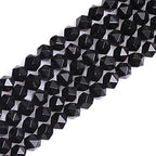GEM-Inside Natural 8mm Black Agate Gemstone Loose Beads Faceted Cambay Crystal Energy Stone Power for Jewelry Making 15" - color: Black Agate, size: 8mm