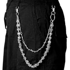 Layered Punk Pants Chain for Men Women, Gothic Hip Hop Jean Chain Wallet Chain Biker Trouser Chain, Goth Emo Fashion Keychain Accessories - color: 2L-Clear