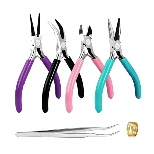 4Pcs Jewelry Making Pliers Set, Including Needle Nose Pliers, Round Nose Plier and Wire Cutters, Versatile Jewelry Tools for Repair, Wire Wrapping, Beading and Various Crafts