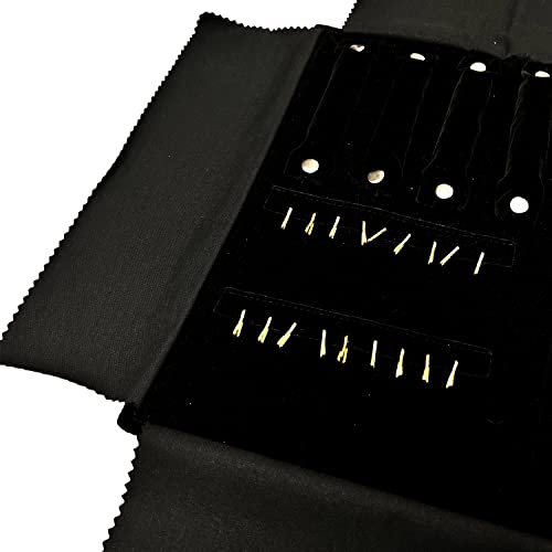 UnionPlus Velvet Travel Jewelry Case Roll Bag for Necklaces Brackets Earrings Rings, Black - color: Black Multi, size: Medium