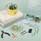 Sinbana 5422pcs Beaded Plant Kit, Green Glass Beads with Floral Wires Pliers Scissors & Artificial Moss DIY Forever Plant Craft Kit Leaf Flower Beads for Jewelry Making & Home Decor