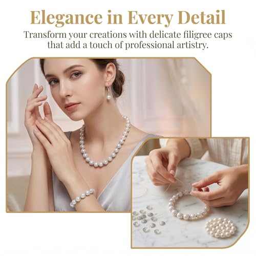 ANCIRS 600pcs 9mm Spacer Beads Caps for Jewelry Making, Metal Hollow Flower Bead Caps for Bracelet Necklace- Silver - color: Silver-600pcs-9mm