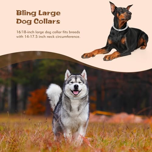 Silver Dog Collar 8 Inch - Cuban Link Small Collars for Dogs, Bling Metal Dog Collar, Diamond Cat Chain Necklace, Adjustable Pet Jewelry for Tiny Breeds - size: 8 inch