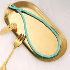 CANEVINKA Bohemian Beaded Choker Necklace 18K Gold Plated Bead Pendant Necklace Vintage Handmade Jewelry for Women - style: green-blue