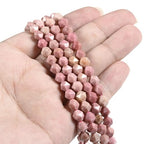 Pink Rhodonite 6mm Gemstone Triangle Faceted Round Loose Beads Strand 15.5" DIY Jewelry Making - color: Pink Rhodonite