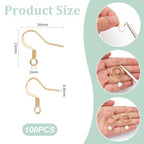 UNICRAFTALE 100Pcs Real 18K Gold Plated Earring Hooks Stainless Steel Ear Wire with Loops Earwire Hooks Fish Hooks Flat Earring Hooks with Coil for DIY Earring Jewelry Making - color: Gold, size: 15mm Long