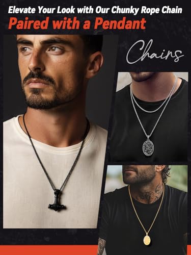 FaithHeart Stainless Steel Chains for Men, Silver/Black/14K Gold Plated Snake/Wheat/Box/Rope/Rolo Chain Necklace 16-30 Inches with Delicate Gift Box - color: 02. Spiga Chain-Gold, size: Length 20 Inches