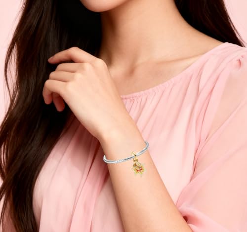 Mother Heart Charms for Bracelets Love Mom Flowers Charm Jewellery for Women - style: Flower Color-Changing Charm