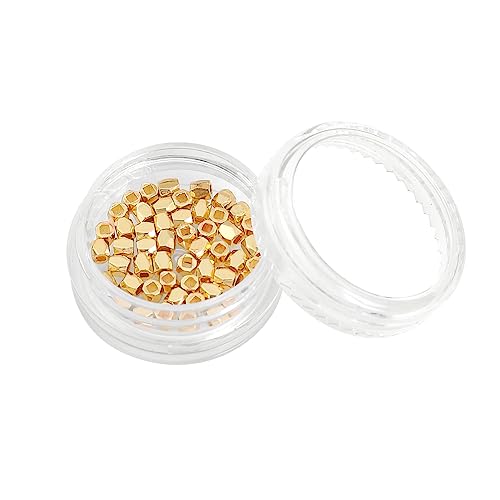 BEADIA 14K Gold Plated Faceted Spacer Beads 2.5x2.5mm 50pcs for Jewelry Making Findings Non Tarnish - color: 14K Gold, size: 2.5x2.5mm Faceted