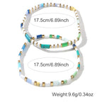 Tila Flat Beaded Bracelet for Women,Bohemian Colorful Stretch Square Glass Bead Elastic Layred Bracelet Stack, Handmade Boho Trendy Holiday Jewelry Accessories Friendship Gift - color: White Green