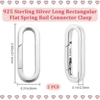 Beebeecraft 1 Box 2Pcs Spring Oval Ring Platinum Plated 925 Sterling Silver Trigger Snap Clip Hook Buckle Carabiner Lock Clasps Connector Fastener Gate Rings for Keychain Jewelry Making DIY Crafts - color: Silver