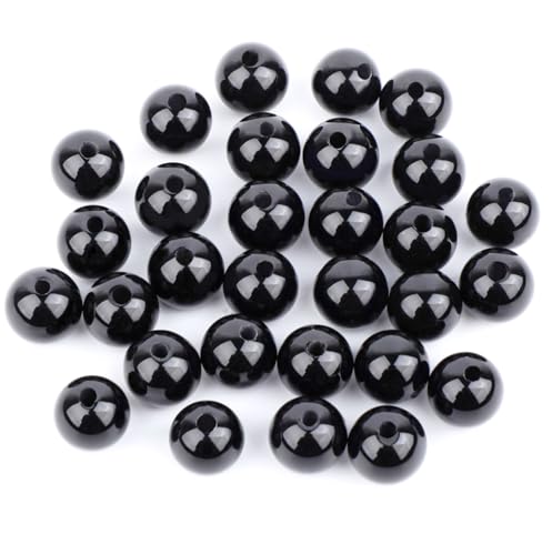 AD Beads Big Hole 2.5mm Natural Gemstone Beads – 6mm 8mm 10mm Round Loose Beads for Jewelry Making, Weaving, and Leather Cord (Black Onyx, 10mm 30pcs) - color: Black Onyx, size: 10mm 30pcs