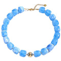 Chunky Necklaces for Women, Trendy Colorful Square Acrylic Resin Beads Statement Choker Necklace, Lightweight Boho Summer Beach Vacation Jewelry - color: Larimar Blue color