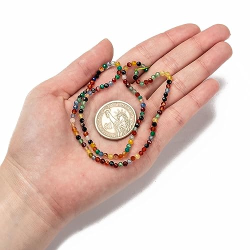 LiQunSweet 130 Pcs 3mm Mixed Color Natural Agate Beads Strands Faceted Round Small Loose Crystal Gemstone Bead Spacer for DIY Bracelet Necklaces - color: Natural Agate Beads_3mm