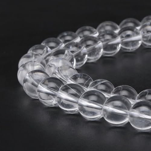 35pcs Adabele Lab Created Clear Crystal White Quartz Gemstone 10mm Round Beads Gem Stone Spacer for DIY Craft Jewelry Making GS17-10 - color: Clear Crystal Quartz (Lab Created), size: 10mm (35pcs/1 Strand)