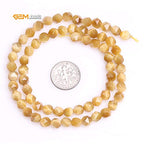 GEM-Inside Natural 6mm Gold Yellow Tiger Eyes Gemstone Loose Beads Faceted Cambay Crystal Energy Stone Power for Jewelry Making 15" - color: Gold Yellow Tiger Eye, size: 6mm