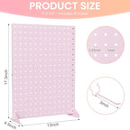 Peg Board Display Stand with 15 Hooks, Tabletop Metal Pegboard Shelf for Craft Shows & Fairs, Retail Stores, Vendors Arts and Crafts Finishing - 17x13Inch & Pink - color: Pink