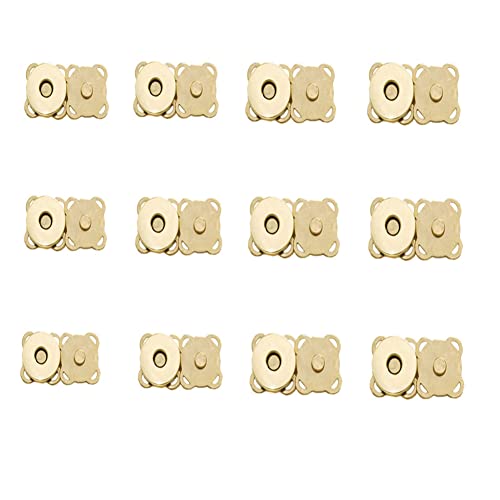 12 Sets Magnetic Snaps Buttons Sew in Magnetic Plum Bag Clasps Button Snaps for Purses Handbag Clothes Scrapbooking Closure Fastener Sewing Craft DIY (15mm) (Gold) - color: Glod 12PCS, size: 15MM