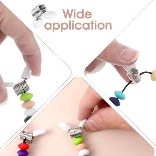 8Pcs Bead Stop for Jewelry Making, Spring Bead Clamps with White Handles Creative Wire Ends Beaded Clip Jewelry Making Tool to Prevent Beads from Falling for Handmade Bracelets and Necklace