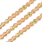 Cheriswelry 40Pcs/Strand Gold Sand Lampwork Beads Handmade Glass Round with Flower Loose Beads 10mm for Rosary Making Necklace Earring Jewelry Supplies(Gold) - color: Gold