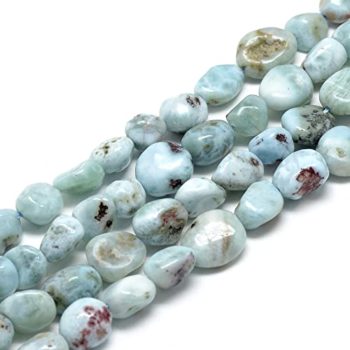 30-45Pcs/Strand Natural Larimar Beads 15.7" Irregular Nuggets Stone Beads 8-15mm Gemstones Loose Spacer Bead for DIY Bracelet Necklace Jewelry Making Crafting - color: Larimar