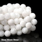 70PCS Natural 8MM Healing Gemstone, Moonstone Energy Stone Round Loose Beads, Semi-Precious Crystal Beads with Free Elastic String for Jewelry Making DIY - color: Moonstone, size: 8MM