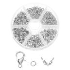 uxcell 570Pcs Jewelry Making Accessories Set with 50Pcs Lobster Claw Clasps, 400Pcs Open Rings, 120Pcs Crimp Bead Covers for Jewelry Making, Silver - color: Silver