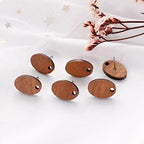 DoreenBeads 30Pcs Wooden Stud Earrings Posts with Loop for Jewelry Making- Flower Circle Wood Earring Posts DIY Earring Making Jewelry Findings - color: Oval