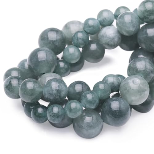 Natural Jade Beads for Jewelry Making,6mm Blue Jadeite Polished Smooth Round Gemstone Beads for Bracelet Necklace 15 Inch - color: Blue Jadeite, size: 6mm