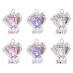 FASHEWELRY 6Pcs Alloy Rhinestone Flower Charms Pink Purple White Crystals Pendants Platinum Crafts Accessories with ABS Pearl Beads for Bracelet Necklace Earring Jewelry Making - color: Gradient Color Butterfly