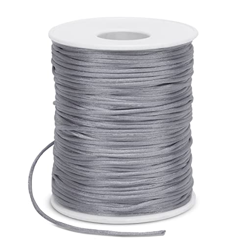 1.5mm Nylon Cord 328 Feet Satin Cord Nylon String for Bracelets, Bracelet Thread Bead String for Jewelry Making, Necklace, Chinese Knotting, Beading, DIY Crafts (Grey) - color: Gray, size: 1.5mm x 328 Feet