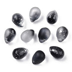 Ipotkitt 100 Pcs Two Tone Glass Drop Charms - Black Frosted & Spray Painted Crystal Teardrop Bead Charms for DIY Crafts & Jewelry Making - color: 100pcs-Frosted Teardrop Charms-Black