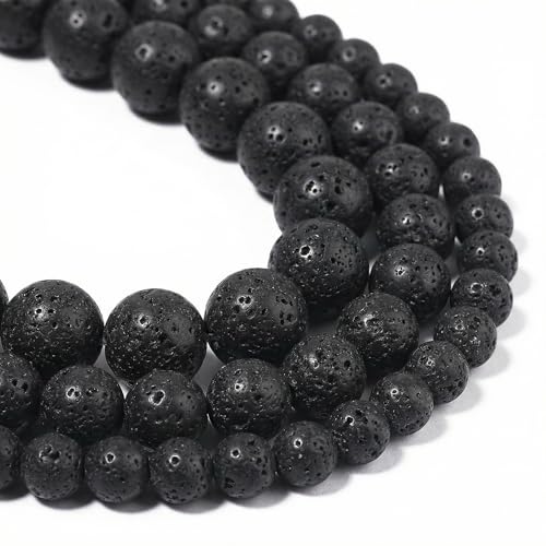 Yochus 45pcs Volcanic Rock/Black Lava Rock Beads，8mm Healing Power Natural Stone Round Loose Beads for Jewelry Making Earring Necklace DIY Crafts - color: Black Volcanic Lava Stone, size: 8mm 45beads