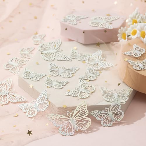 Dazzling Colorful Filigree Charms Hollow Out Multicolor Geometric Filigree Pendants for DIY Jewelry Making Earrings Necklaces Components - color: Butterfly