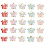 Ipotkitt 100 Pcs 5 Colors Baking Paint Glass Butterfly Charms with Glitter Powder Colorful Crystal Animal Charms for Earrings Bracelets Necklace DIY Craft Jewelry Making - color: 100pcs-Butterfly Charms-12x14x5.5mm