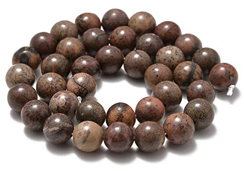 AD Beads Natural Gemstone Smooth Round Loose Beads 15“ 6mm 8mm 10mm (6mm, Japan Artistic Stone) - color: Japan Artistic Stone, size: 6mm