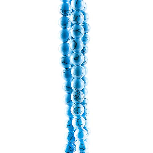 RayLineDo® 50Pcs 8mm Natural Blue Turquoises Stone Round Beads Loose Beads Wholesale for Jewelry Making - color: Blue Turquoise, size: 8mm