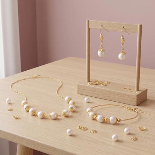ANCIRS 600pcs 9mm Spacer Beads Caps for Jewelry Making, Metal Hollow Flower Bead Caps for Bracelet Necklace- Gold - color: Gold-600pcs-9mm