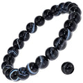 8mm Natural Gemstone Stretch Bracelet, Handmade Unisex Crystal Bracelets for Meditation, Yoga, Spiritual Healing & Positive Energy - color: Black Sardonyx